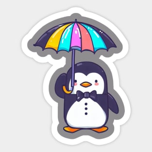 cute penguin holding an umbrella Sticker